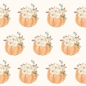 Watercolor Floral Pumpkins {Off White} Small Scale