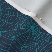 Spidersweb - turquoise on navy - Navy Petal Solid Coordinate