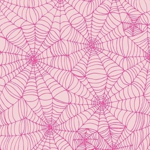 Spidersweb - Hot Rose Pink on cotton candy pink - Cotton Candy Petal Solid Coordinate