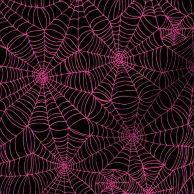 Spidersweb - Hot Rose pink on Black