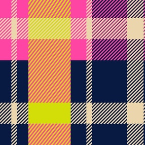 Plaid - Midnight blue Sand Hot Pink Chartreuse