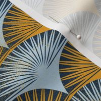 palm leaves saffron yellow & navy & pale blue