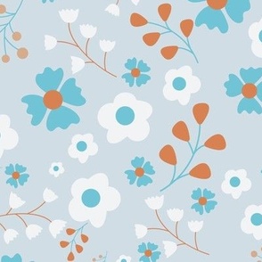 Small Orange and Blue Flowers on a Gray Background Wildflower Ditzy