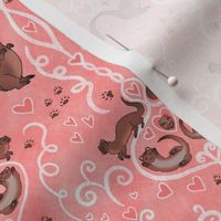 Ferret Love, small- valentine pink