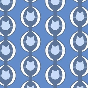 cat silhouette classic pattern - blue