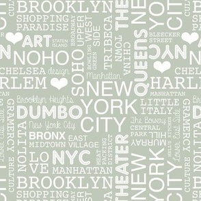 New York City city trip lovers travel typography pattern mist green white 
