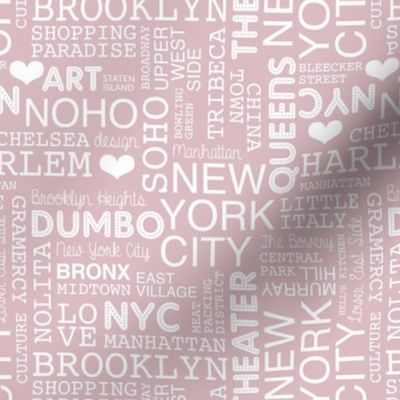 New York City city trip lovers travel typography pattern blush rose pink white 