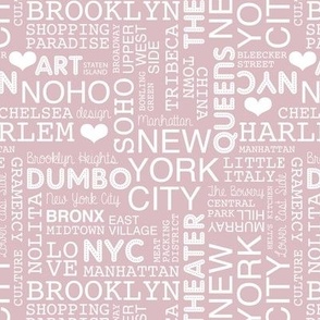 New York City city trip lovers travel typography pattern blush rose pink white 