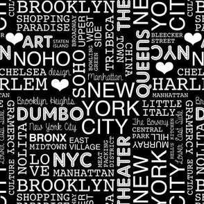 New York City city trip lovers travel typography pattern night black and white mmonochrome 