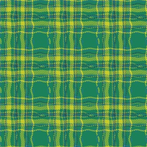 twisty 60s earthy plaid green