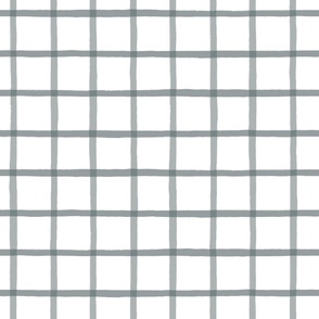 Window Pane Plaid smoke green2 on white