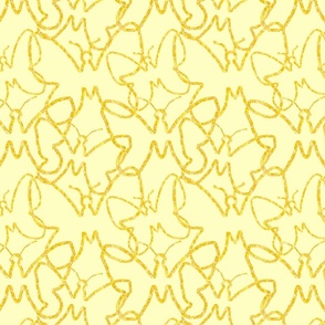 Butterflies outlines on yellow