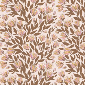 Abstract floral vine - warm earth tones - small scale
