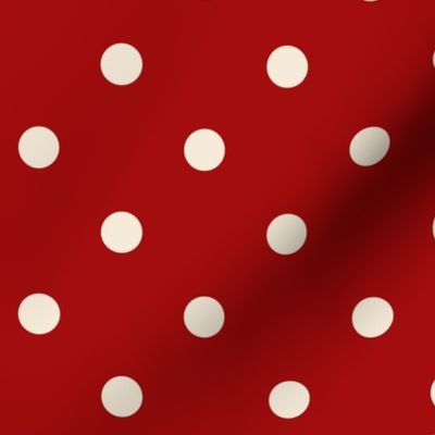 Poppy red white polka dots