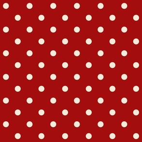 Poppy red white polka dots