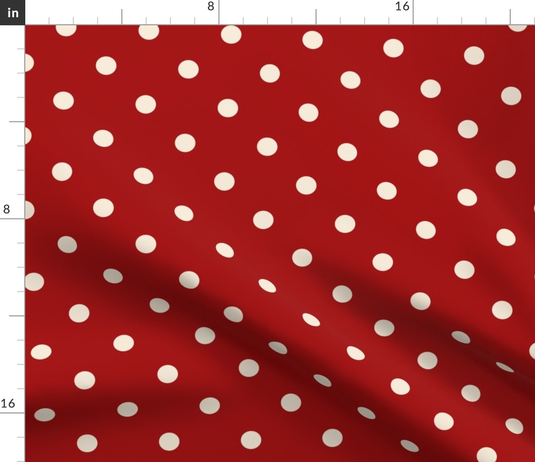 Poppy red white polka dots
