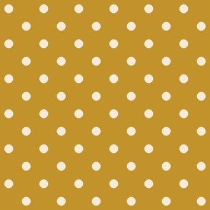 Mustard Yellow white polka dots