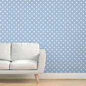 Sky blue polka dots white large pastel Wallpaper