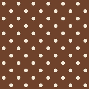 Cinnamon brown white polka dots large