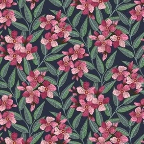 Oleander the Toxic Beauty navy blue background S scale