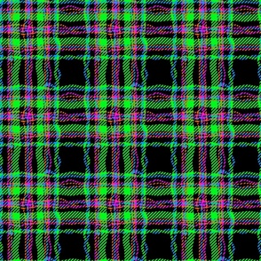 twisty neon plaid black with green accents