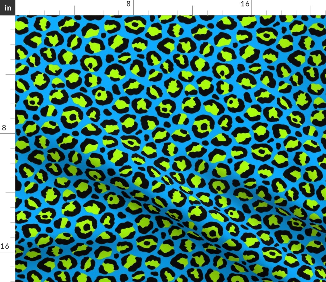 Abstract Blue and Green Leopard Print