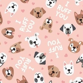 I ruff you - puppy dogs - cute dogs - pink - LAD21