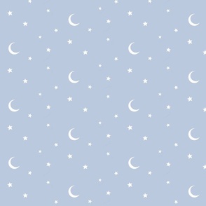 White stars and moons on silver grey