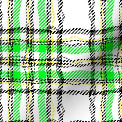 twisty safety plaid white with bright green accents