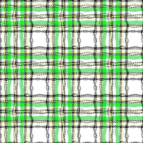 twisty safety plaid white with bright green accents