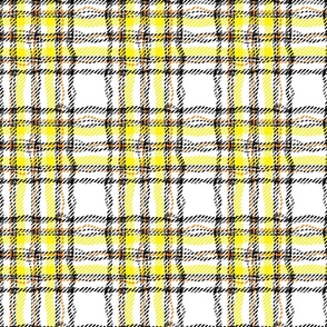 twisty safety plaid white with yellow accents