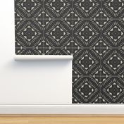 Southwest Boho Tile - Black + White - large scale