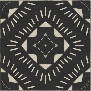 Southwest Boho Tile - Black + White - large scale