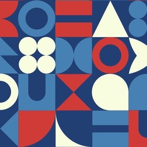 Abstract Blue Red White Shapes