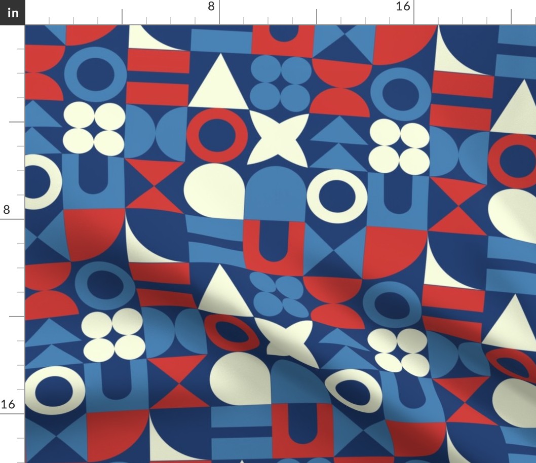 Abstract Blue Red White Shapes