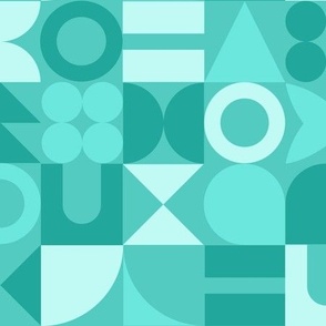 Abstract Geometric Shapes Teal Green Blue