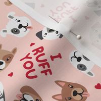 I ruff you - puppy dogs - cute dogs - red on pink - LAD21