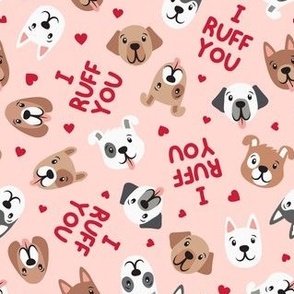 I ruff you - puppy dogs - cute dogs - red on pink - LAD21
