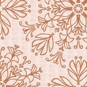 Stylized Crocus Floral Kaleidoscope in Shades of Peach Pink