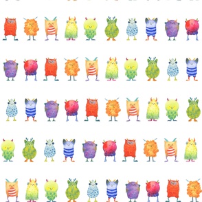 Large - Rainbow Monsters in Stripes