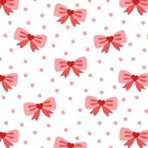 Heart Bows in Red on White (Medium Scale)