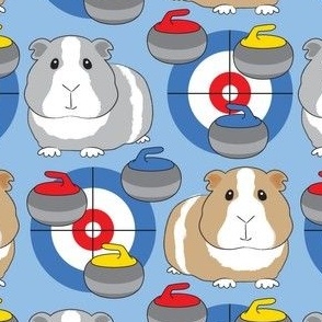 large curling guinea pigs on blue