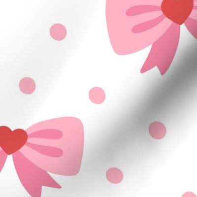 Heart Bows in Pink on White (Large Scale)