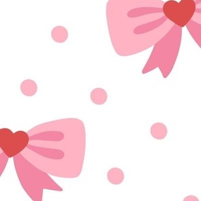 Heart Bows in Pink on White (Large Scale)