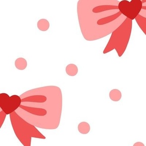 Heart Bows in Red on White (Large Scale)