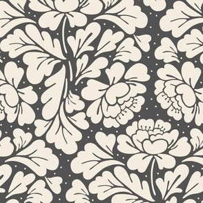 Baroque Vintage Floral Bouquet Gray