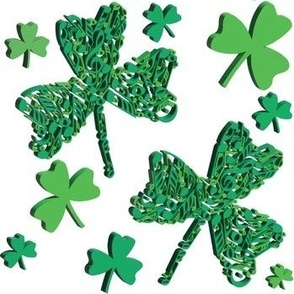 Green Shamrock Music Notes White