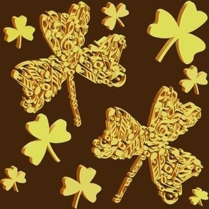 Yellow Shamrock Music Notes Brown