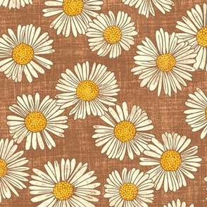 Charming Daisy Garden on Brown (Large Scale)