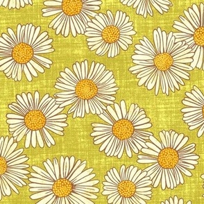 Charming Daisy Garden on Green (Large Scale)